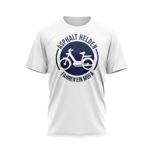Asphalt Helden fahren ein Mofa Logo T-Shirt