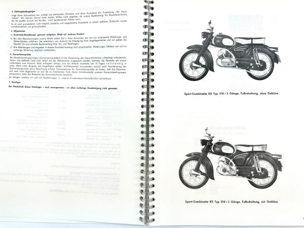 Ersatzteil Liste für Zündapp Sport Combinette Typ 510 mit Motor 267 Bj. 1961-1963
