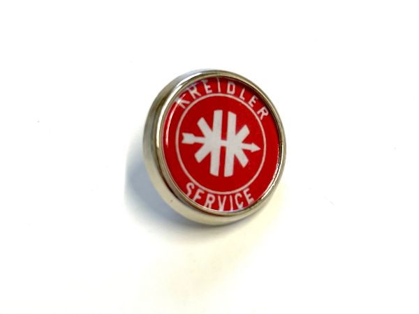 Button mit Pin 2cm Kreidler Service Logo rot weiß