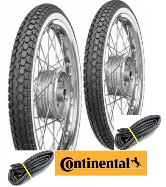 Continental SET 2,75 - 17 Zoll Weißwand Reifen 2,75 x 17 (2 3/4) Typ KKS 10 Weisswand + Schläuche