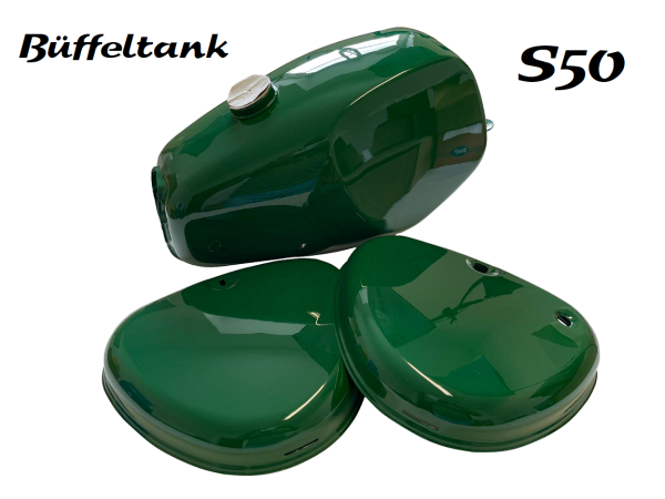 Simson S50 Büffeltank / Hochtank TANK-Set mit Seitendeckel billardgrün