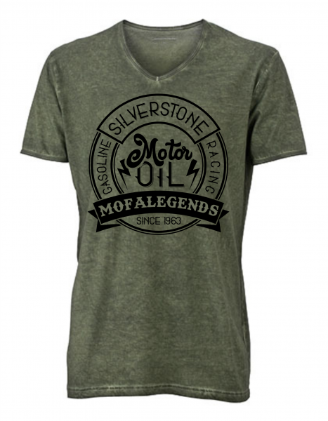 Mofa Legends Gasoline Racing Vintage T-Shirt Dusty Olive