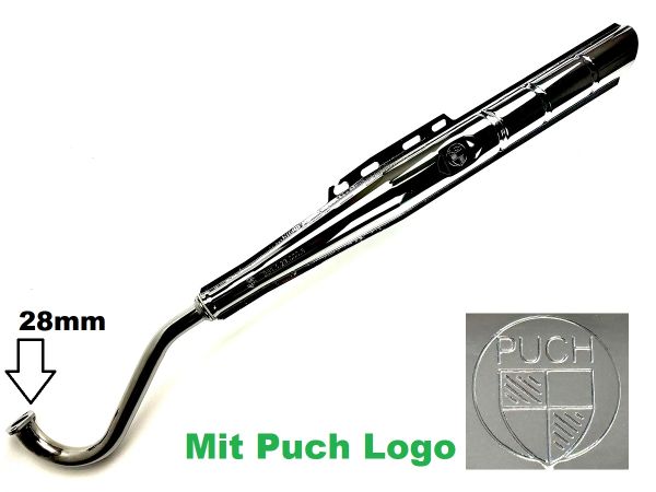 45km/h Version mit PUCH Logo Auspuff Puch Maxi S N 28mm E50 original Look chrom