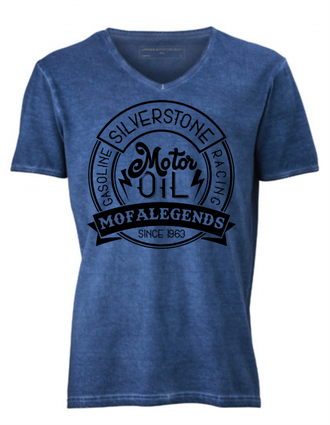 Mofa Legends Gasoline Racing Vintage T-Shirt Denim Blue