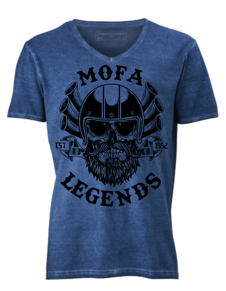 Mofa Legends Power Booster Vintage T-Shirt Denim Blue
