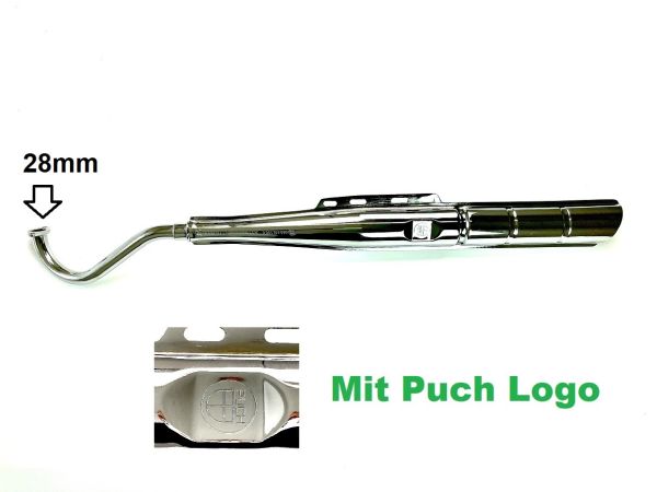 Mit PUCH Logo Auspuff Puch Maxi S N 22mm E50 original Look chrom