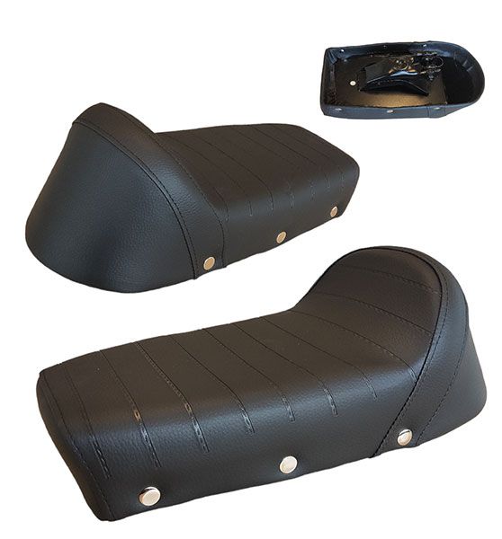 Sattel / kleine Sitzbank schwarz mit Nieten an der Seite