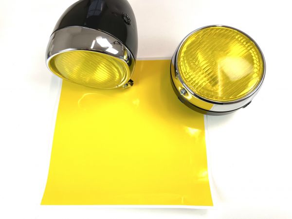 Aufkleber für Scheinwerfer gelb transparent - hitzebeständig - 250 x 250 MM Schweinwerferglas