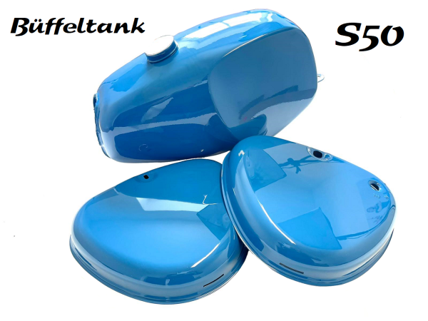 Simson S50 Büffeltank / Hochtank TANK-Set mit Seitendeckel blau