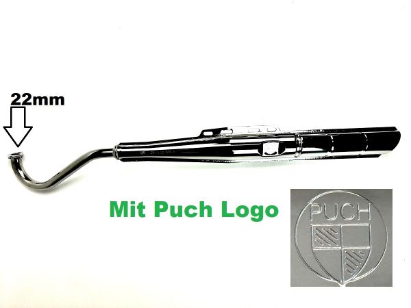 45km/h Version mit PUCH Logo Auspuff Puch Maxi S N 22mm E50 original Look chrom