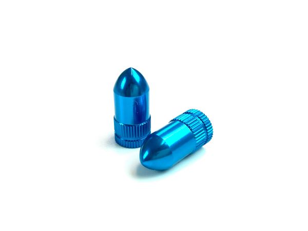 1 Paar Ventilkappen Bullet / Patronen in blau metallic